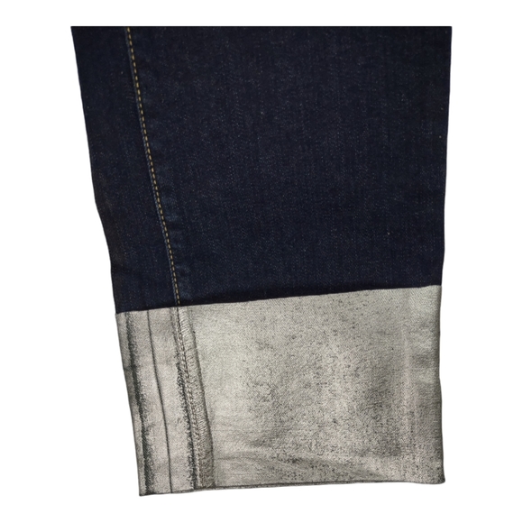 Mossimo Size 28 2R Denim Mid Rise Straight Dark Blue Capri Super Stretch Silver - Picture 7 of 13